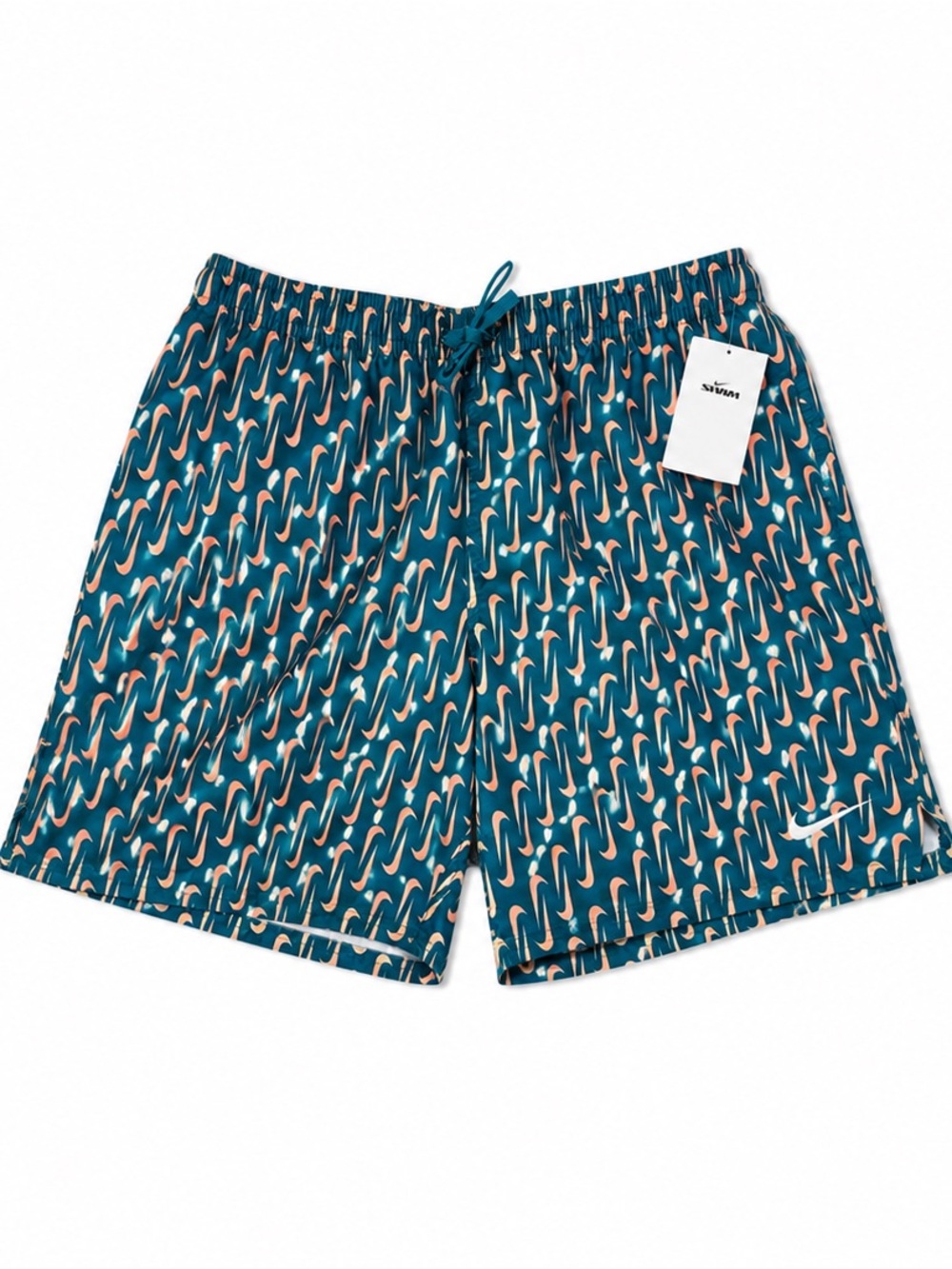 Nike Teal Wave-Print Swim Trunks